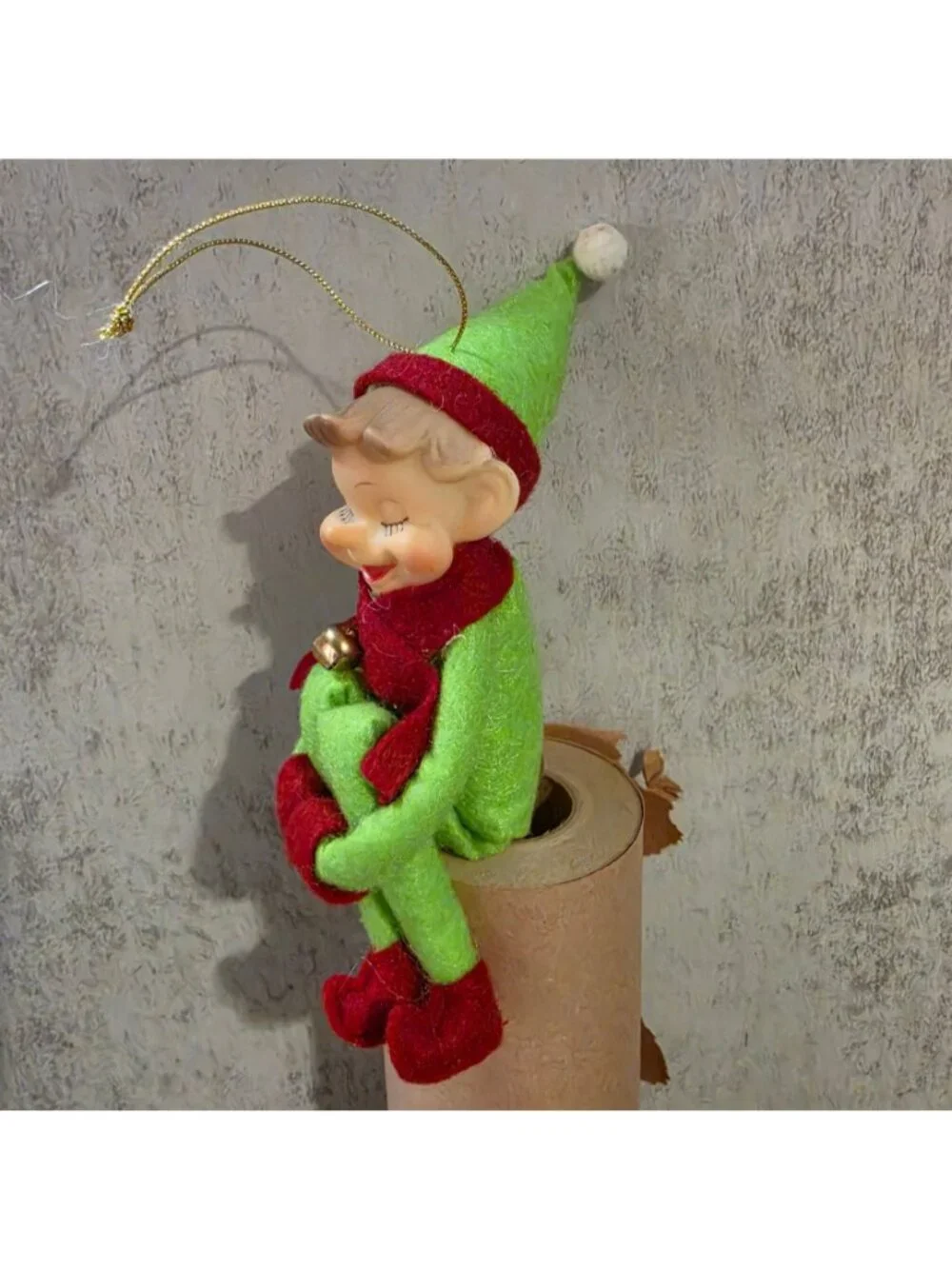 Annalee Christmas Pixie Elf Knee Hugger Ornament Vermont Country Store Green 6